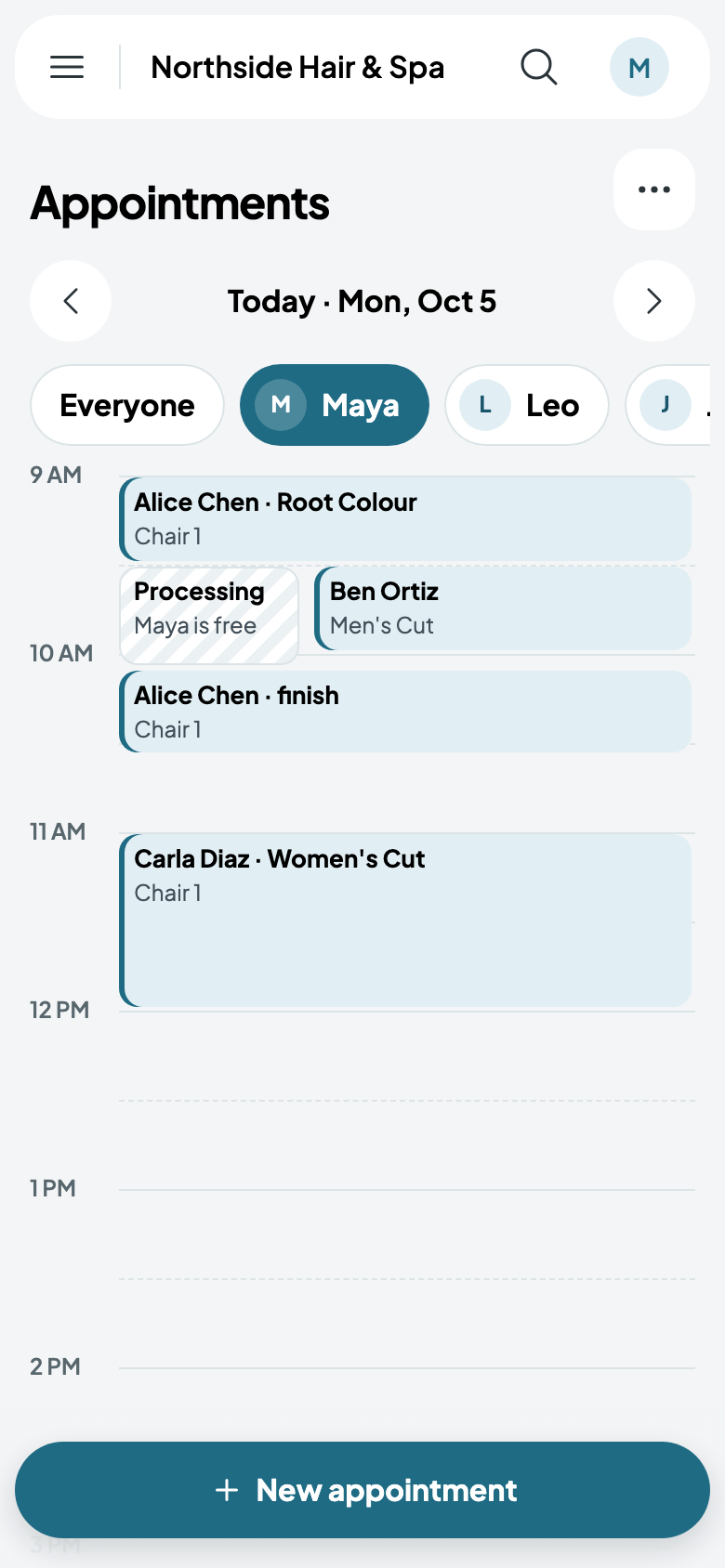 Maya's day: Ben's cut in Alice's processing