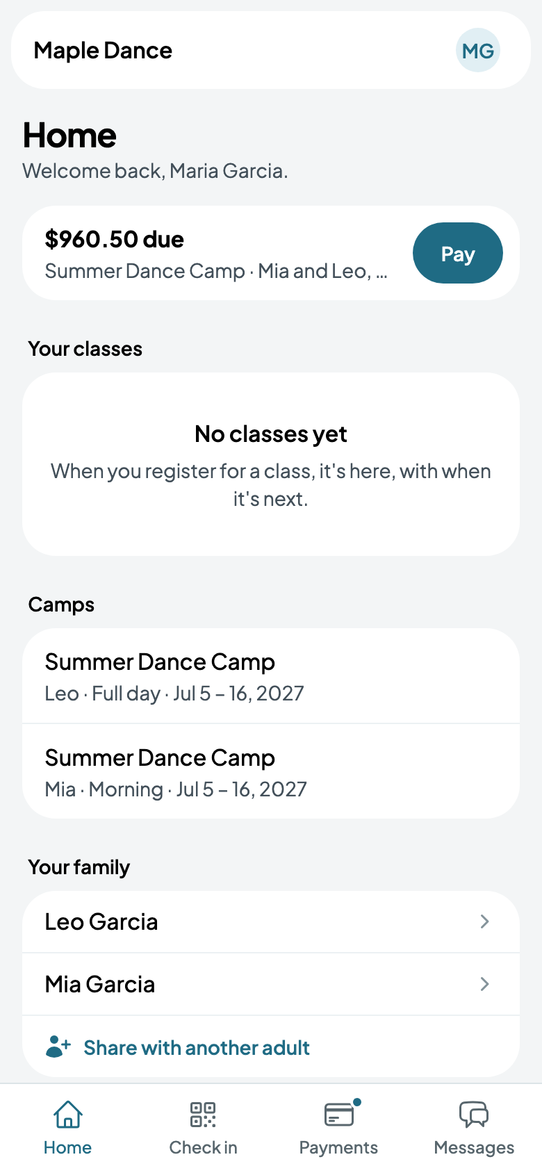 Summer Dance Camp, twice, on Maria's Home