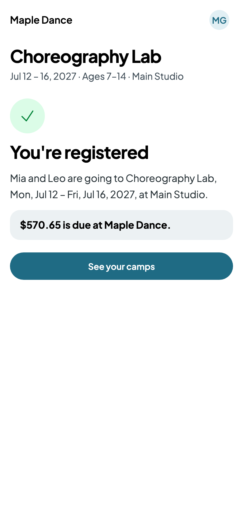 You're registered