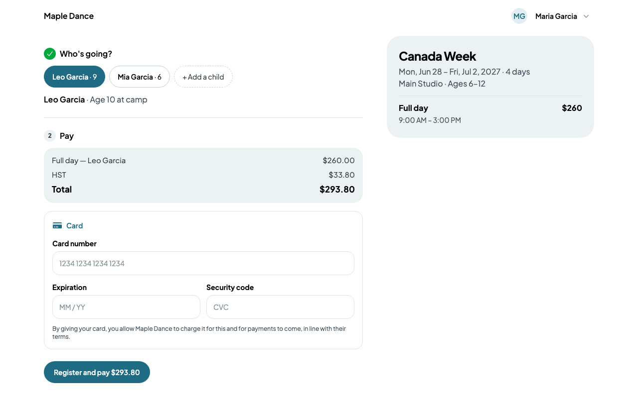 Paying by card for Canada Week