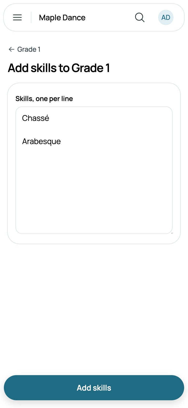 Adding Chassé and Arabesque to Grade 1