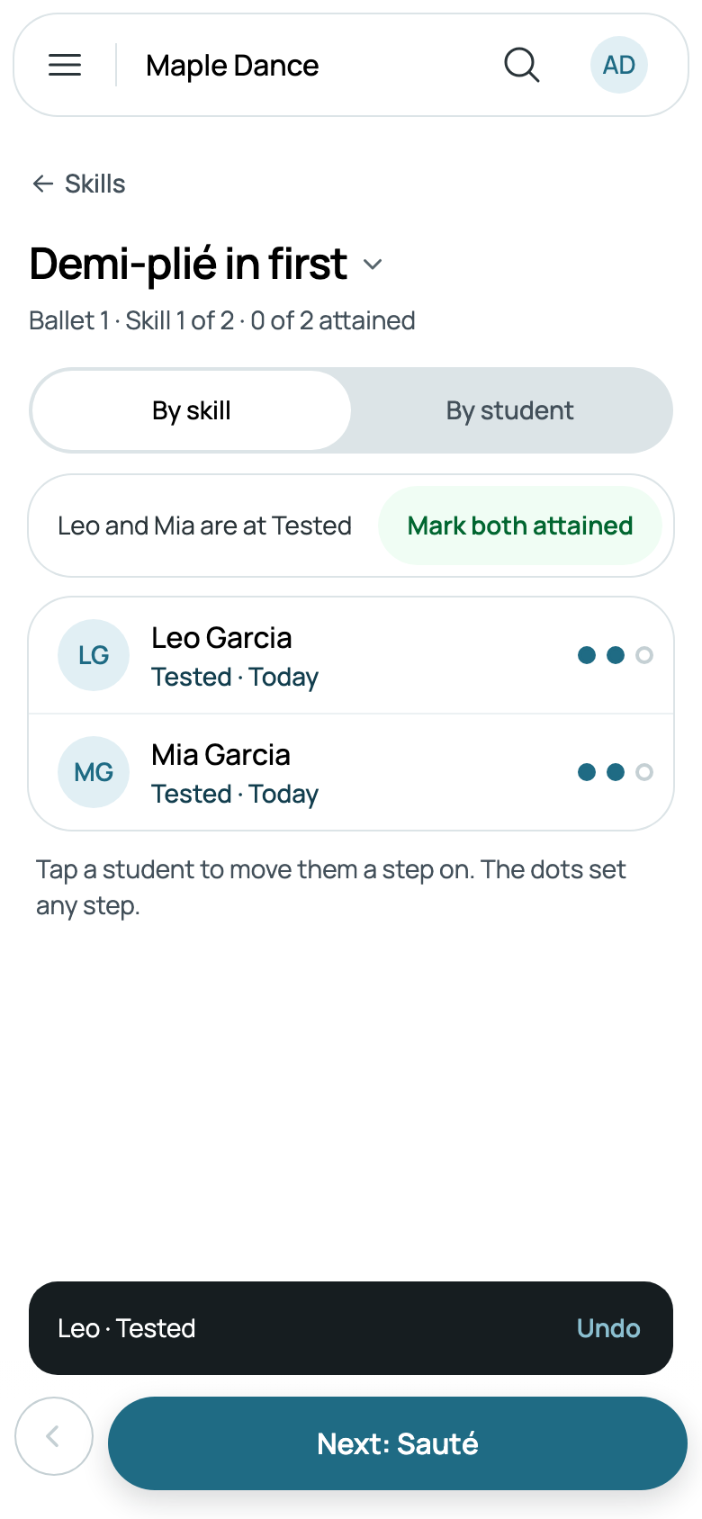 Leo and Mia at Tested: Mark both attained