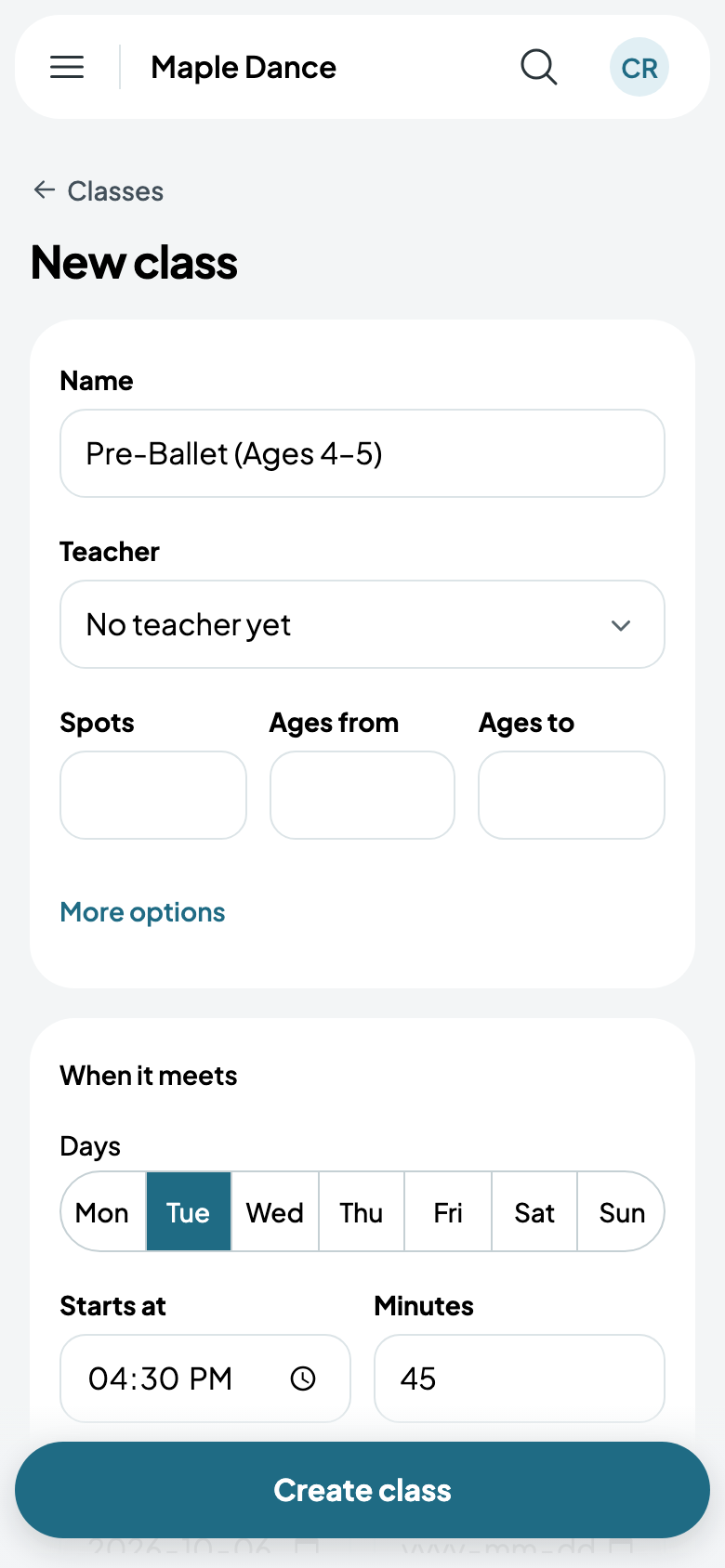 Pre-Ballet, a name and a teacher to come