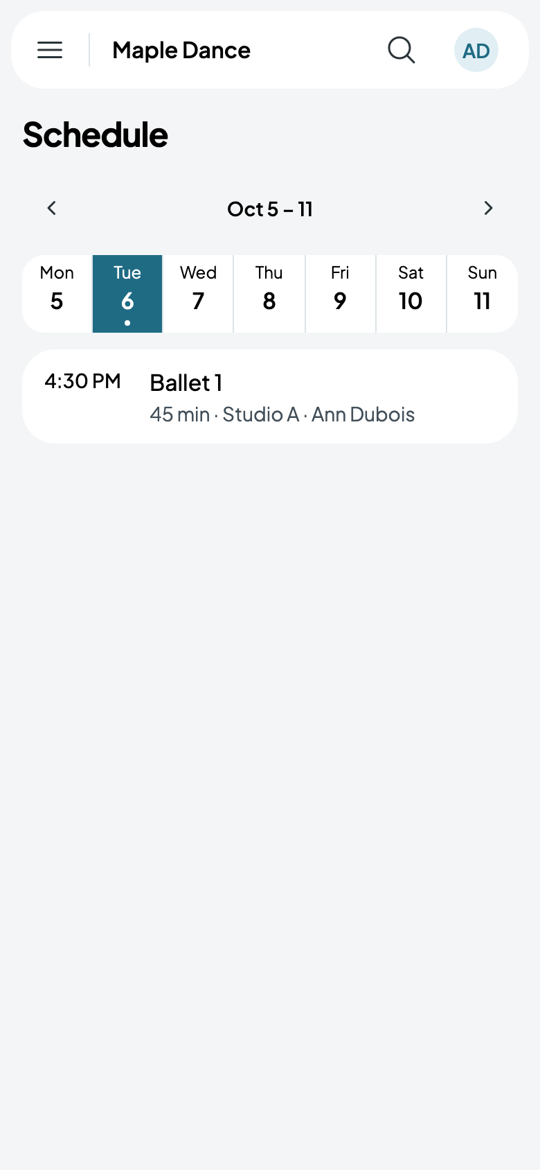 The week, Tuesday's Ballet 1