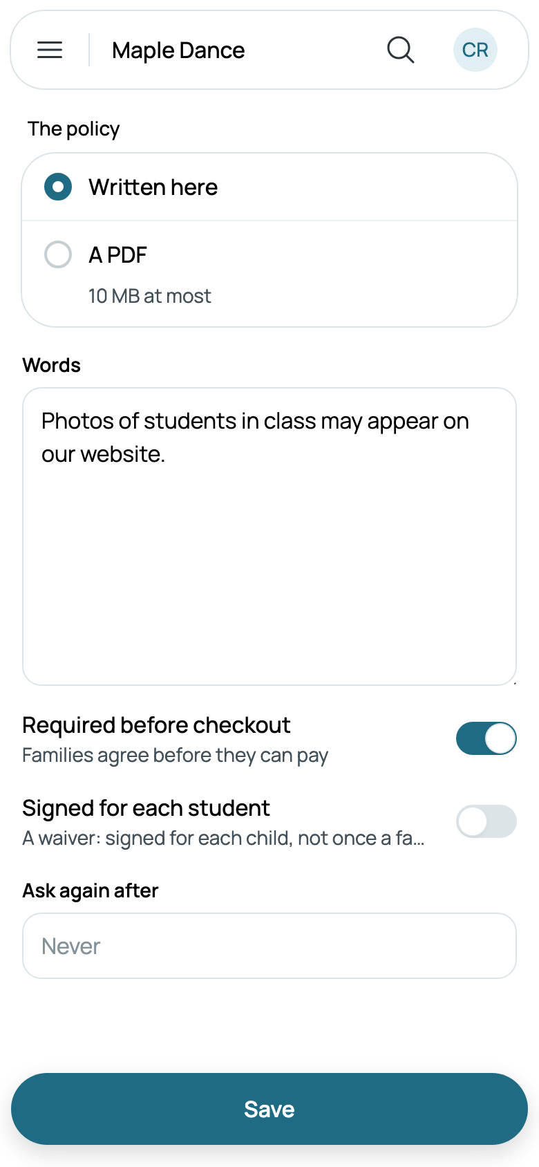 Photo consent, a new policy written here