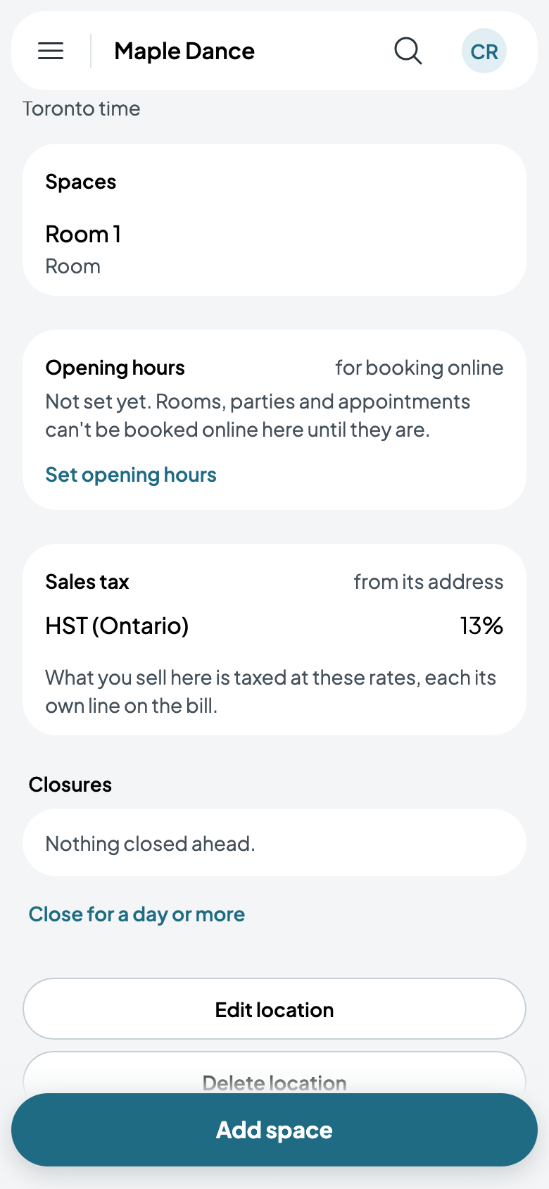 Main Studio's sales tax: HST (Ontario) 13%