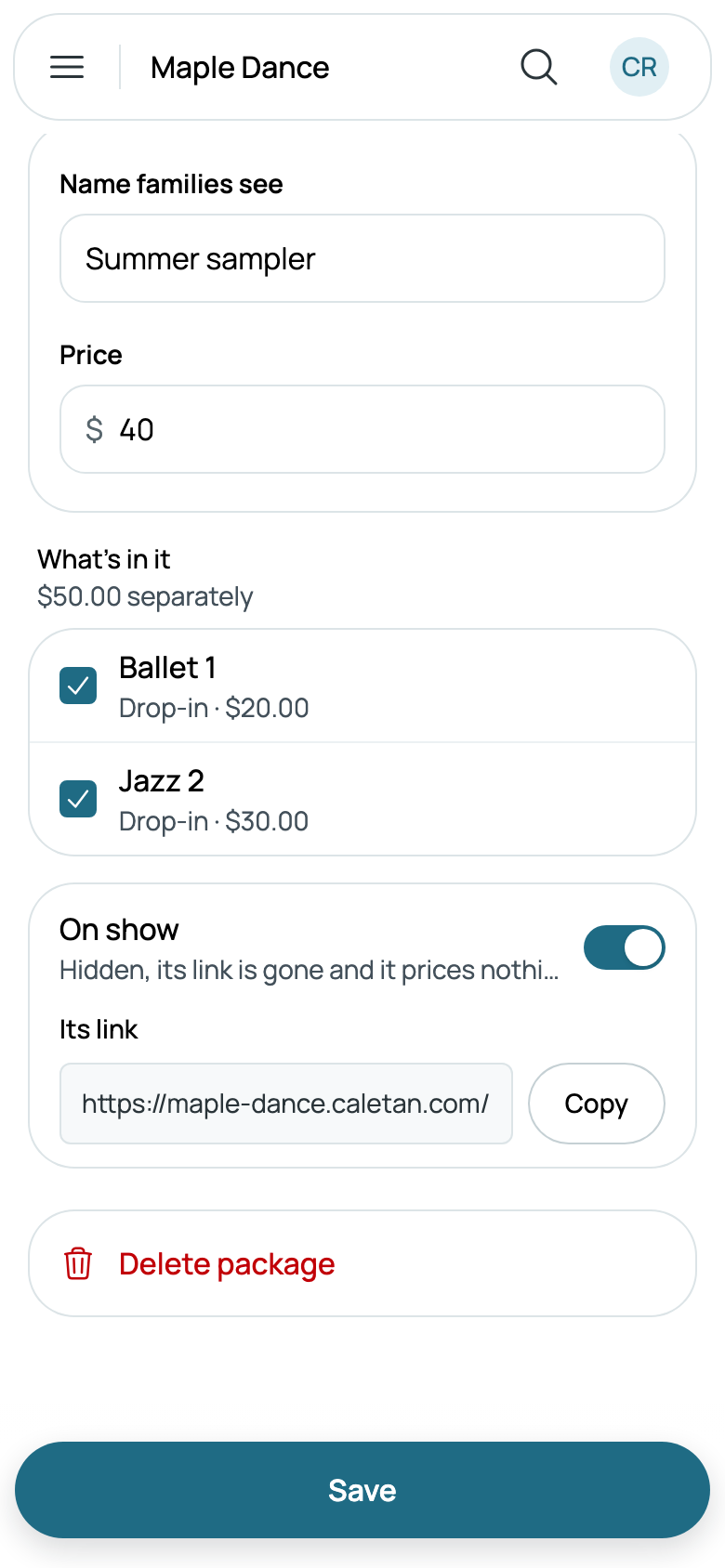 Summer sampler: $40 for Ballet 1's and Jazz 2's drop-ins, $50 separately, with its link