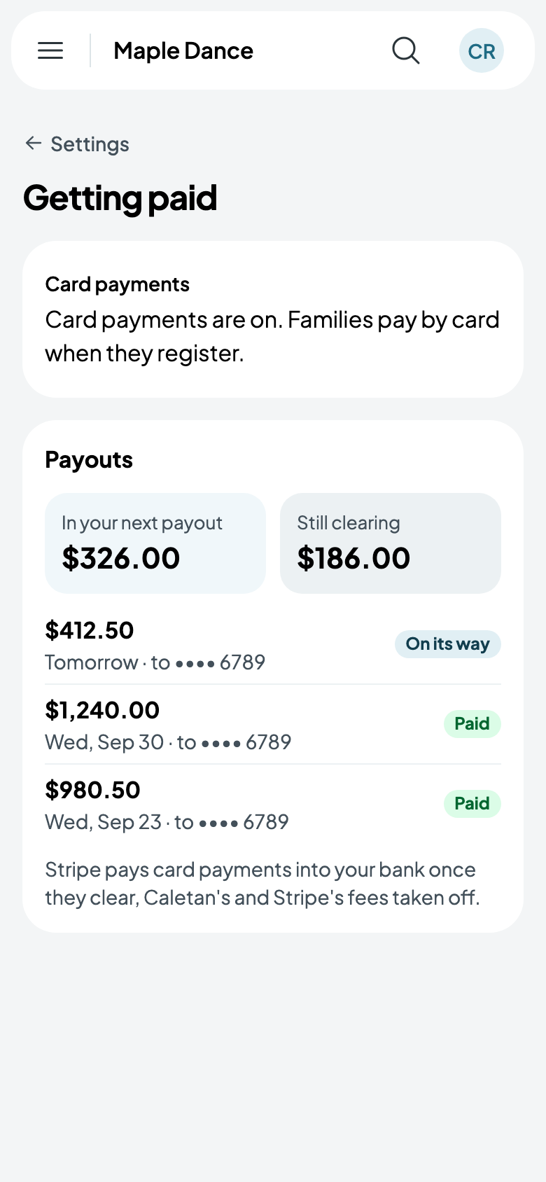 Payouts: $326.00 in the next, $412.50 on its way tomorrow