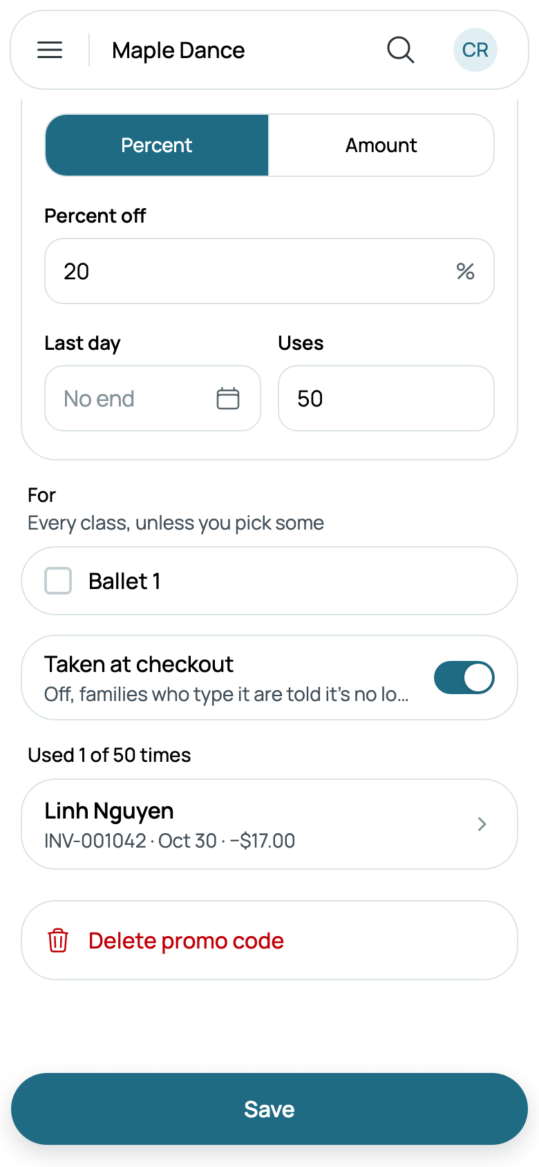 SUMMER20, used once of 50, on Linh Nguyen's bill