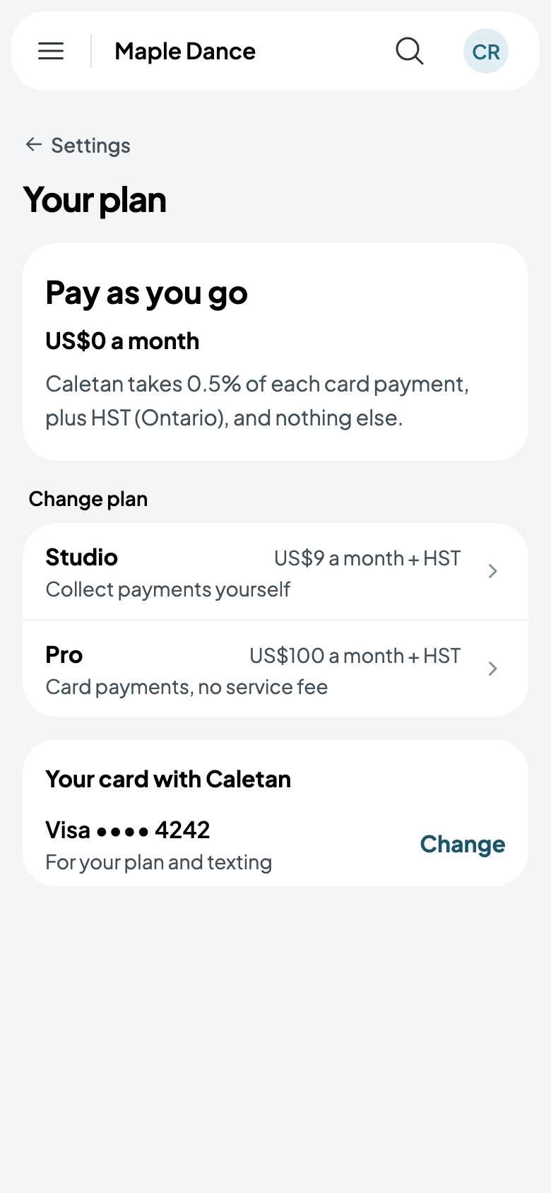 Your plan, on Pay as you go