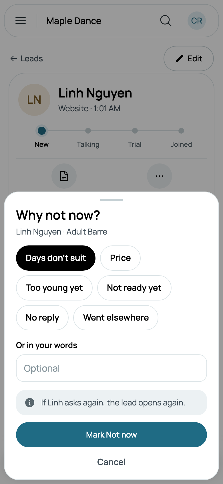 Why not now? Days don't suit