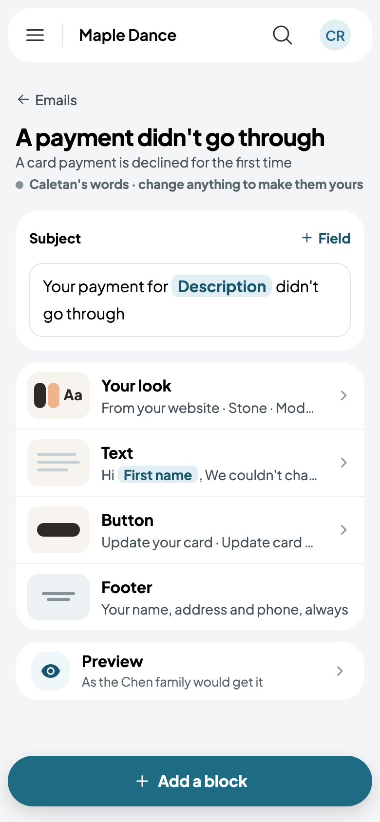 A payment didn't go through