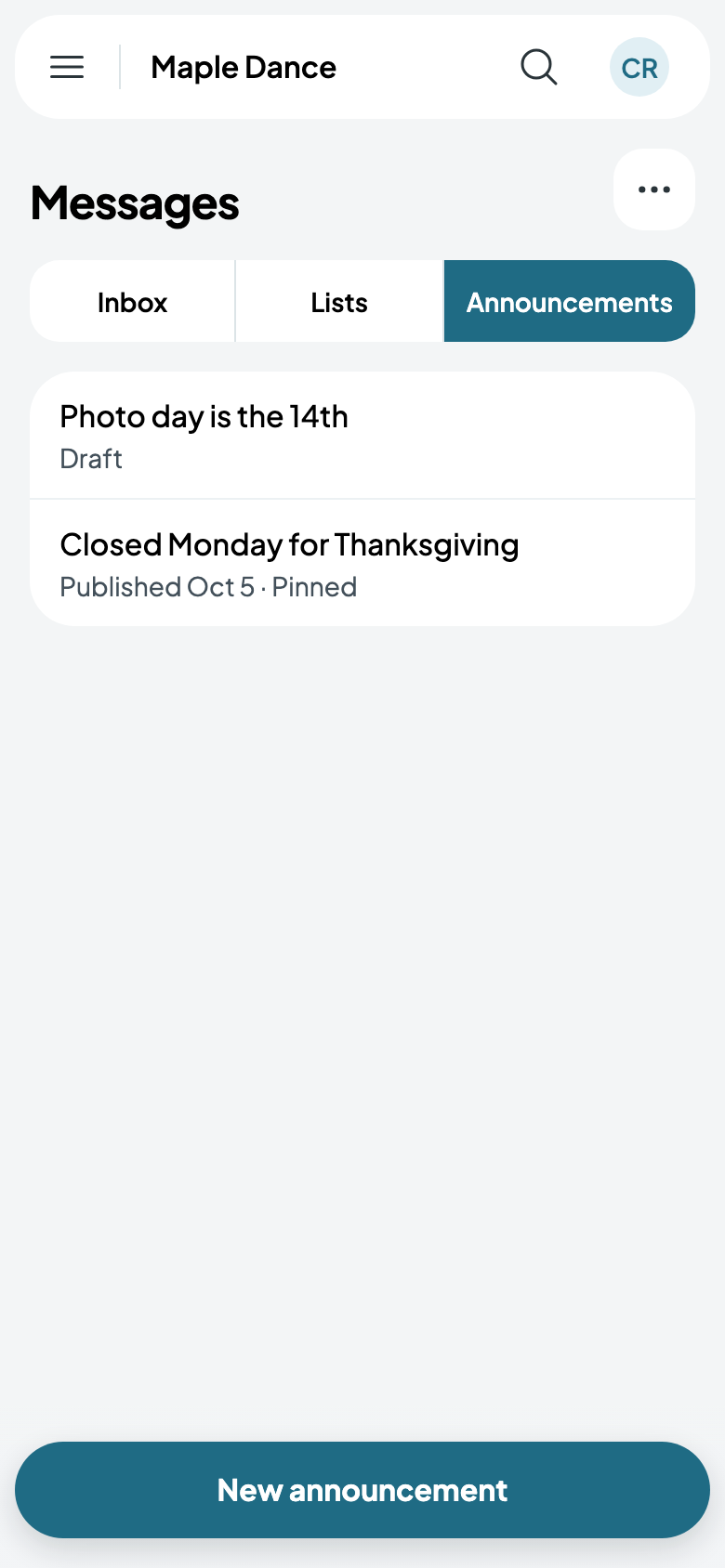 A published announcement and a draft