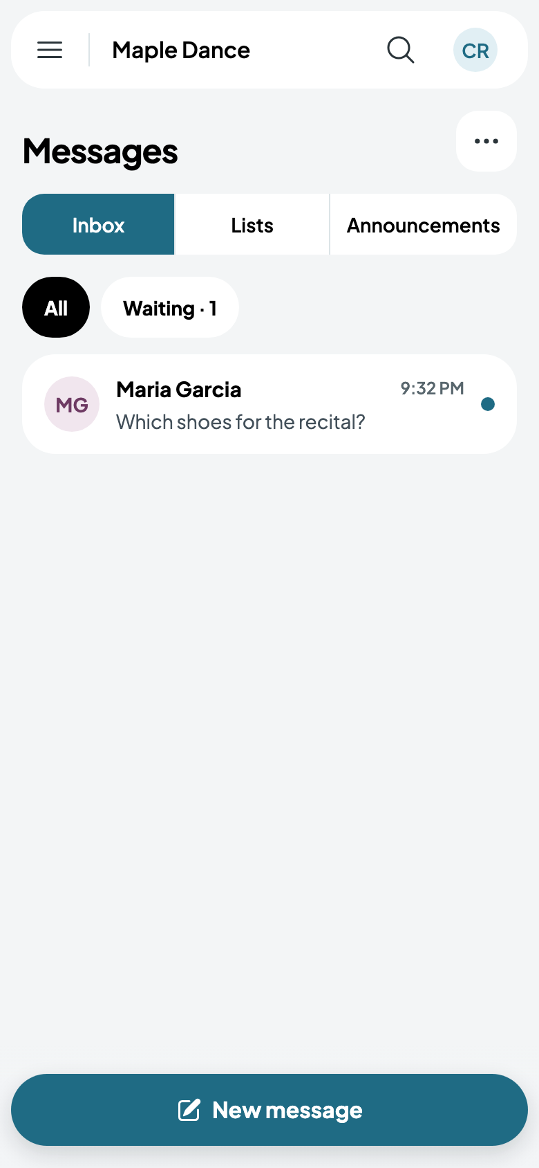 The inbox: Maria is waiting