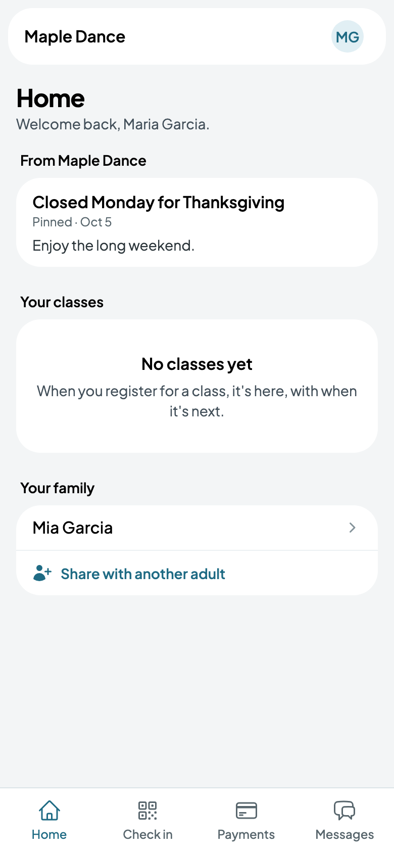 The announcement, on Maria's Home