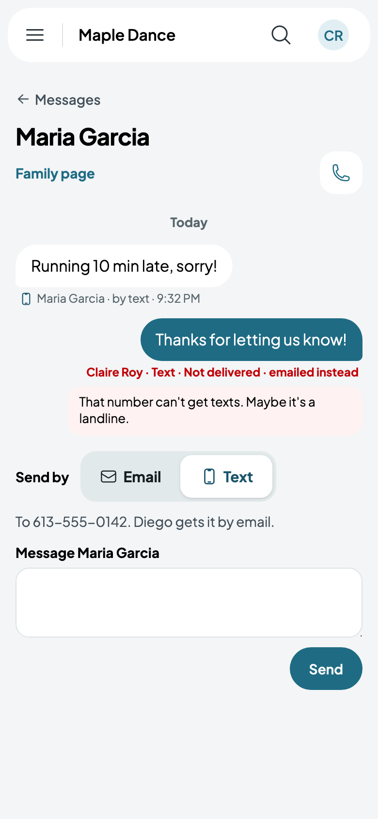 Not delivered: maybe a landline