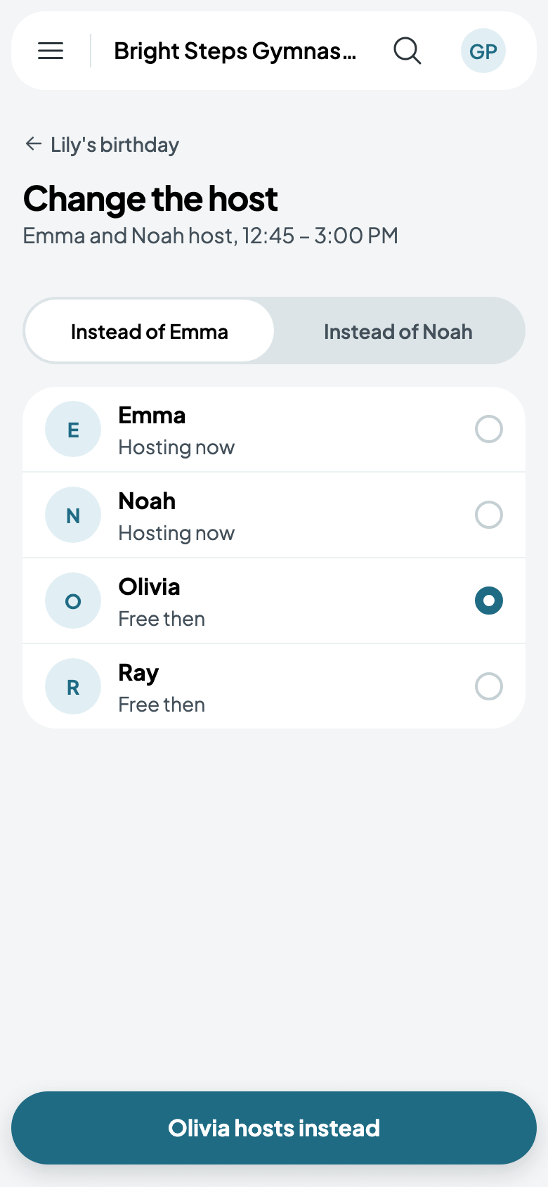 Olivia hosting instead of Emma