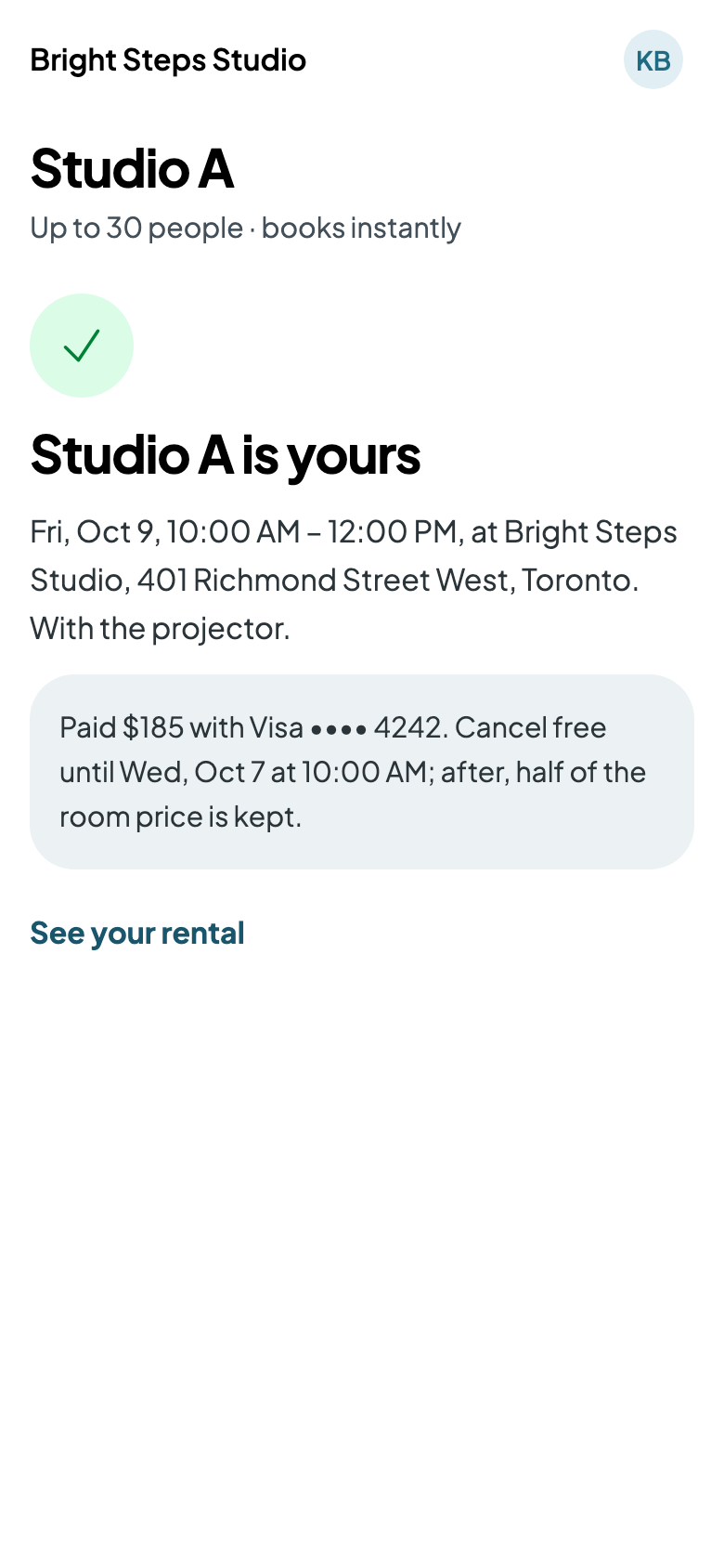 Studio A booked and paid