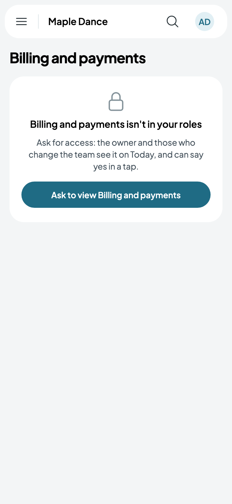 Ann asks to view Billing and payments