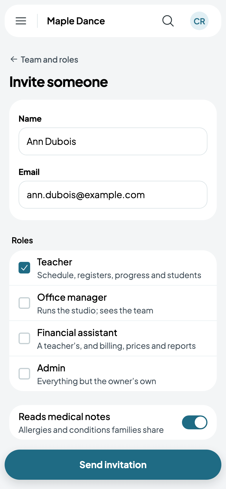 Inviting Ann as a teacher
