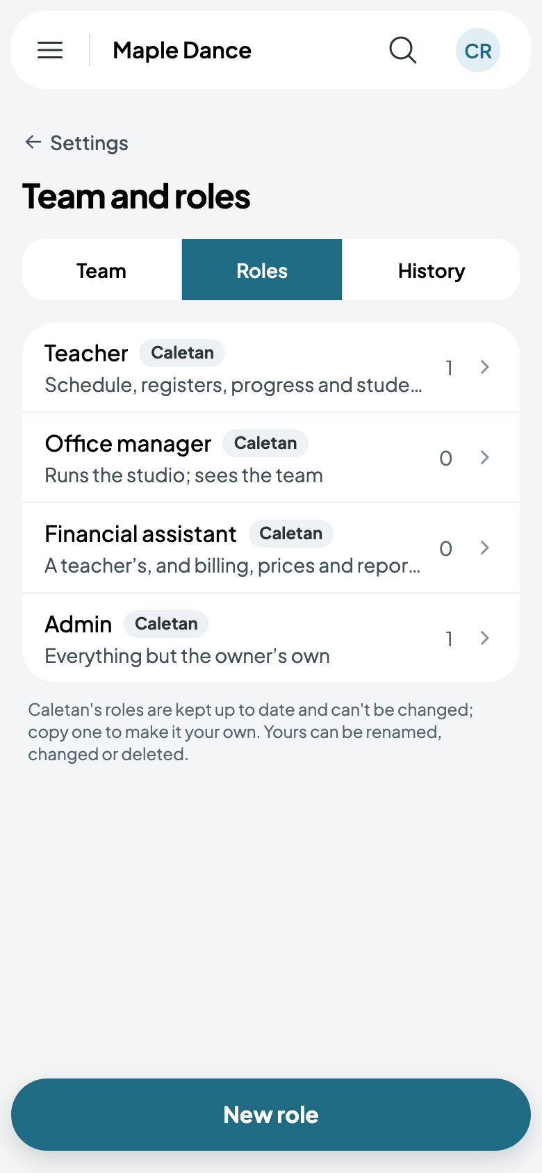 Caletan's roles