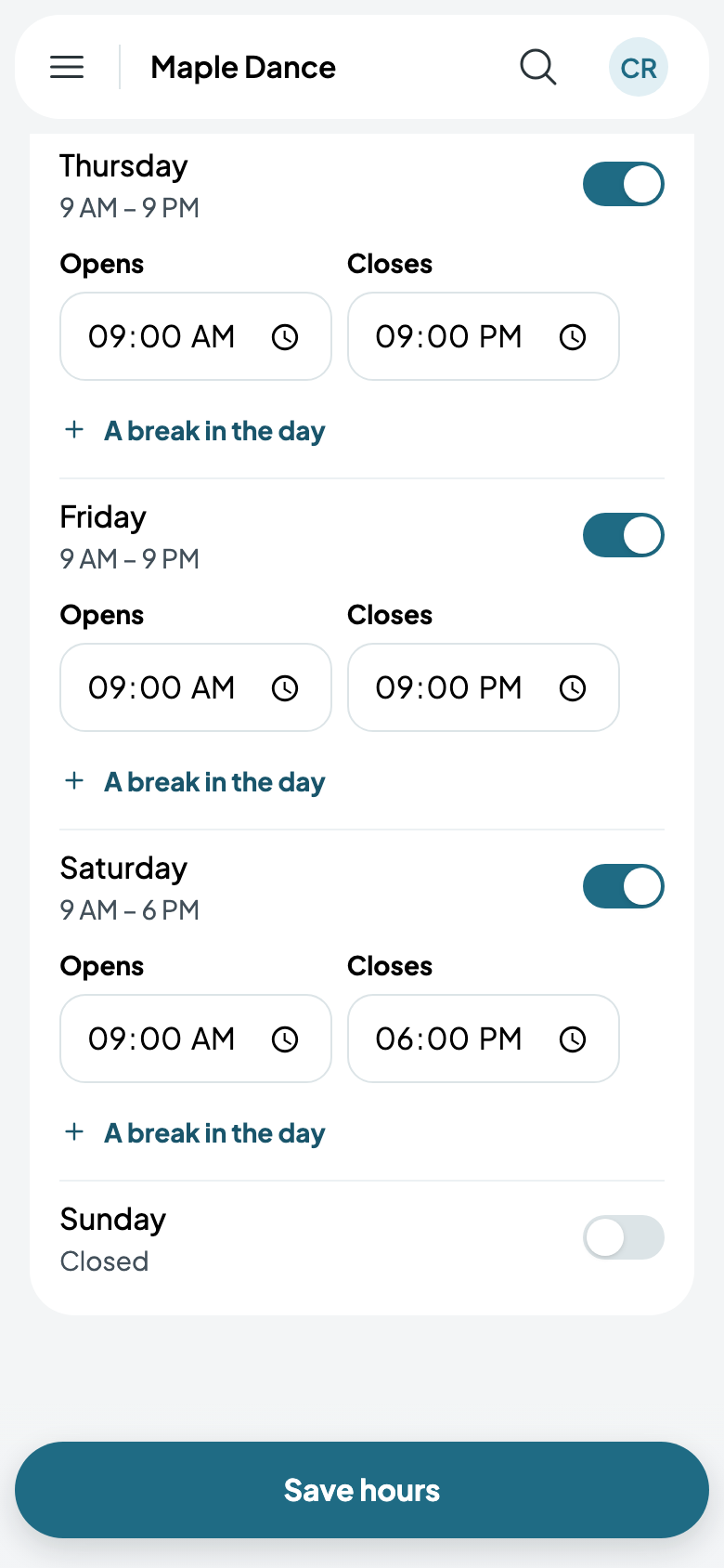 Main Studio open 9 AM to 9 PM on weekdays and 9 to 6 on Saturdays