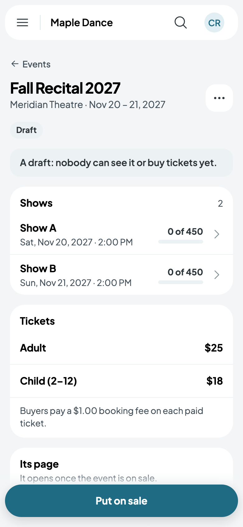 A draft, ready to put on sale