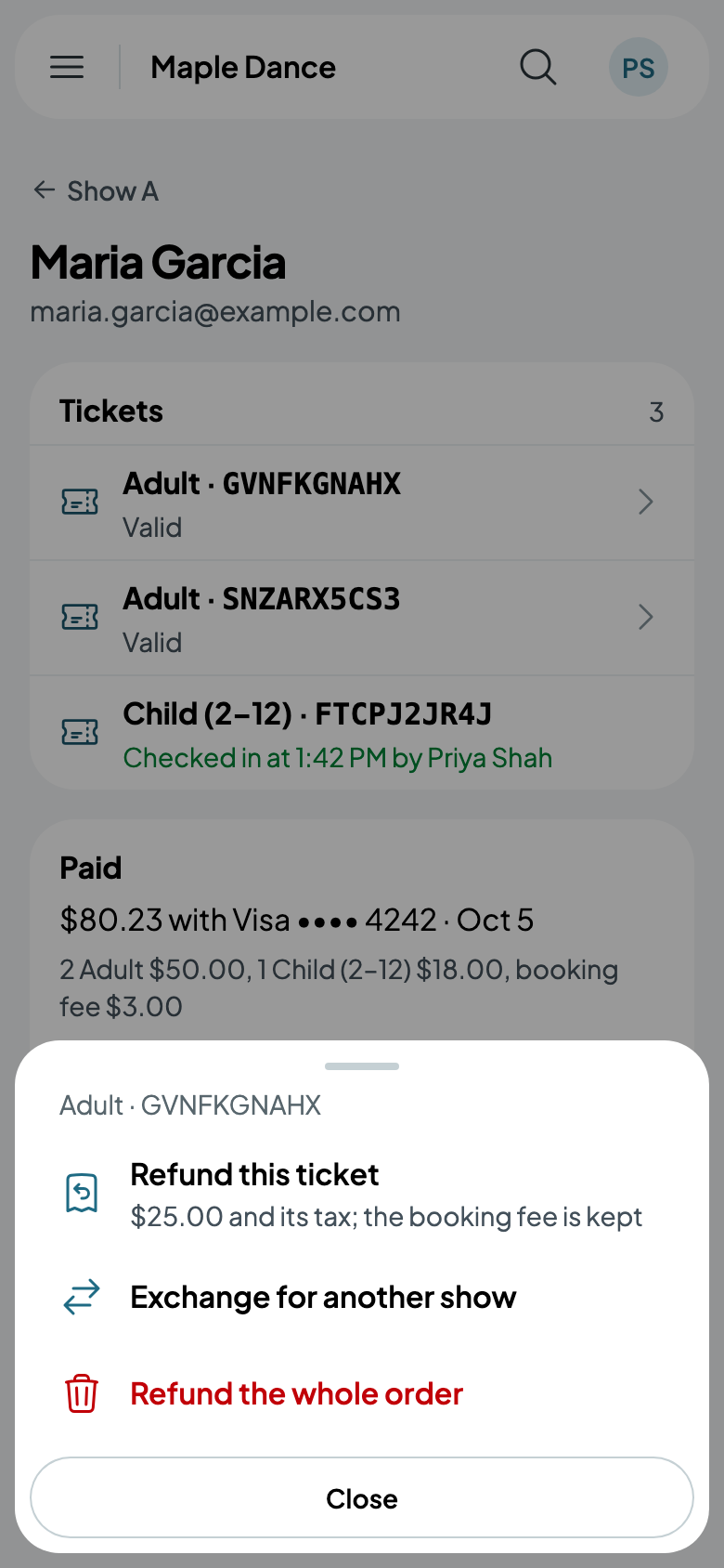 A ticket: refund it or exchange it