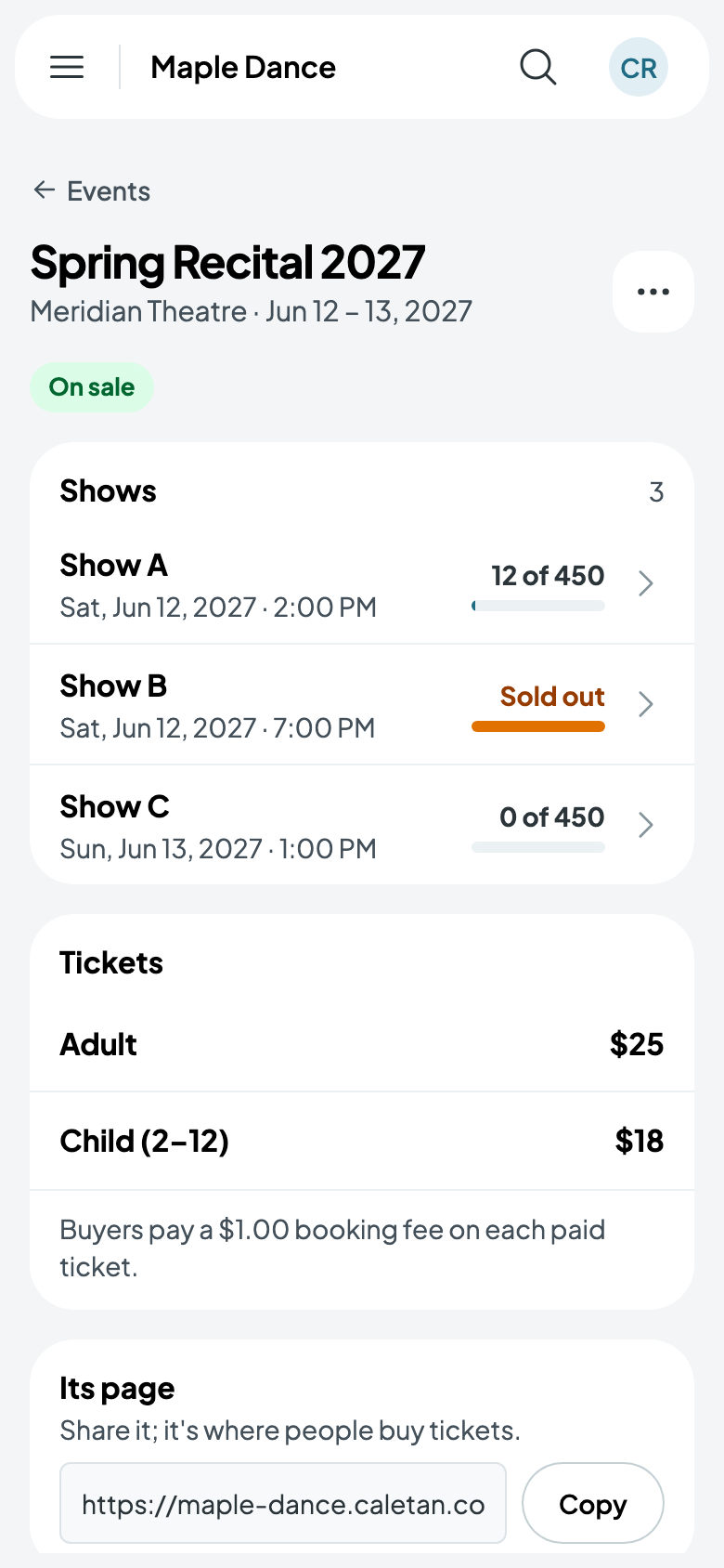 Spring Recital 2027: Show B sold out