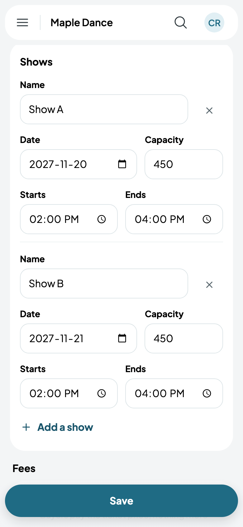 Show A and Show B, a day apart