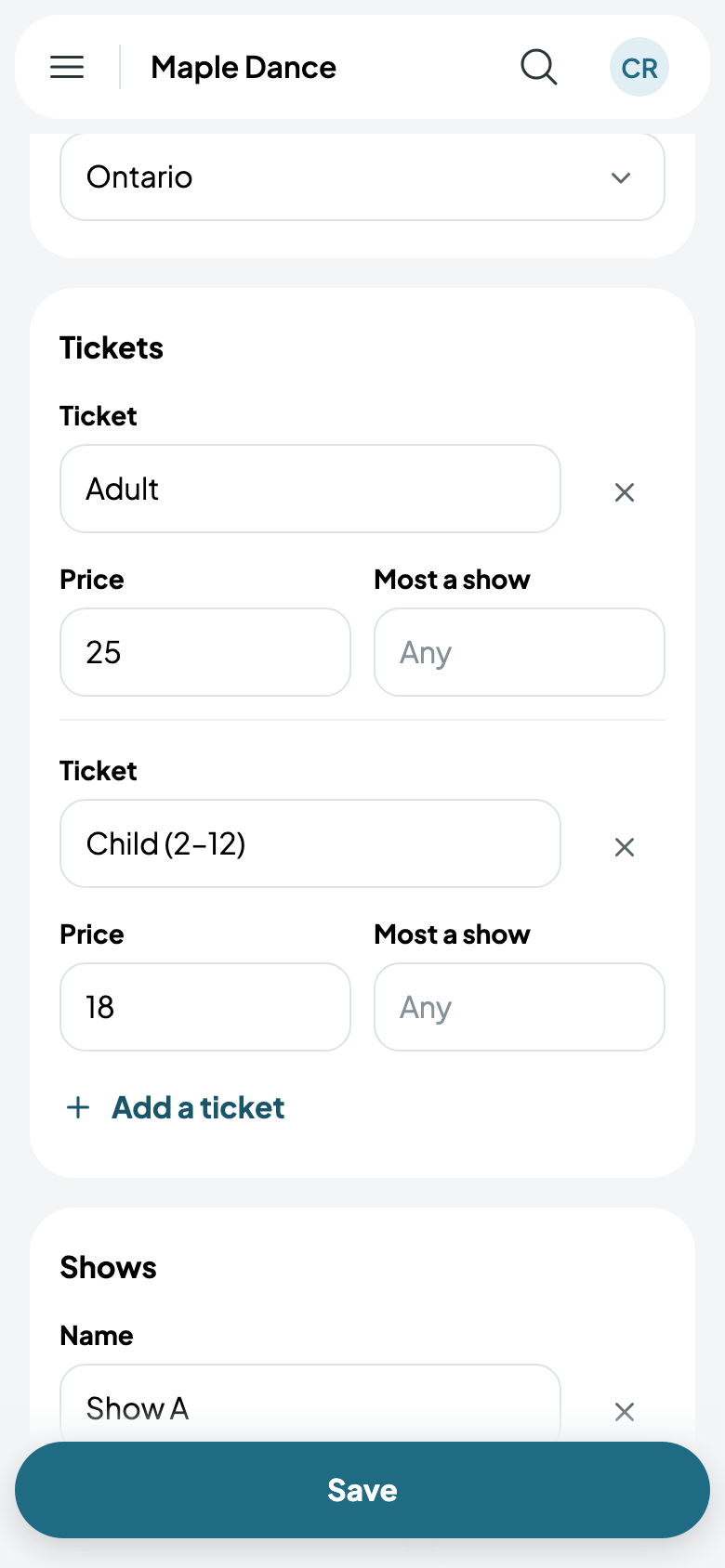 Adult $25 and Child $18