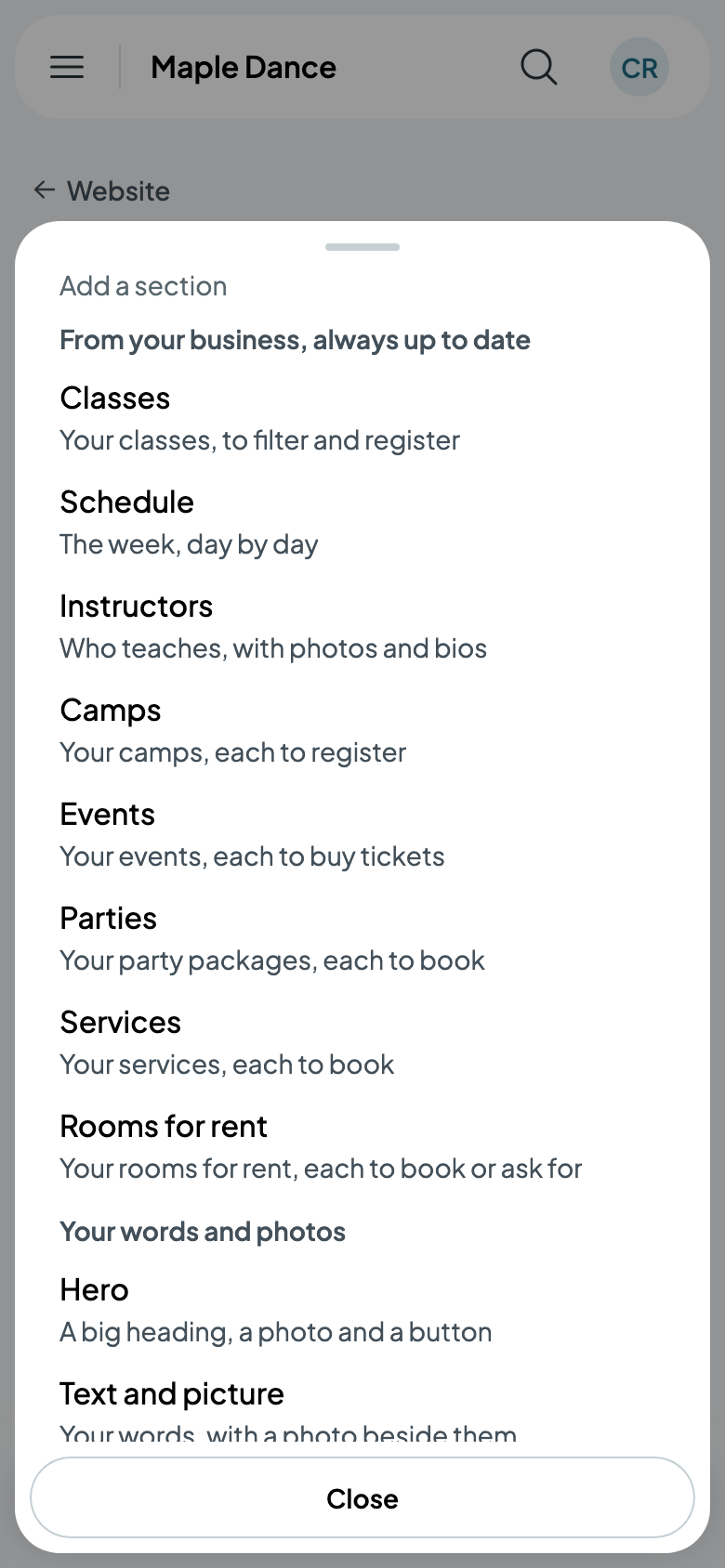 Add a section