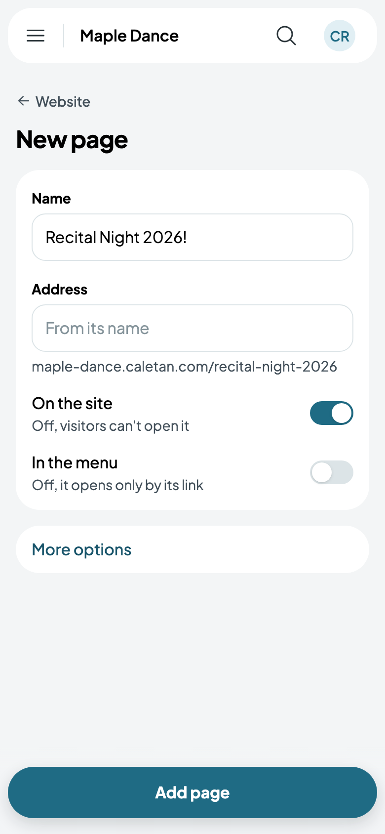 Recital Night 2026!, out of the menu