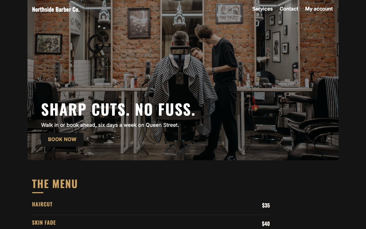 Northside Barber Co. on a computer