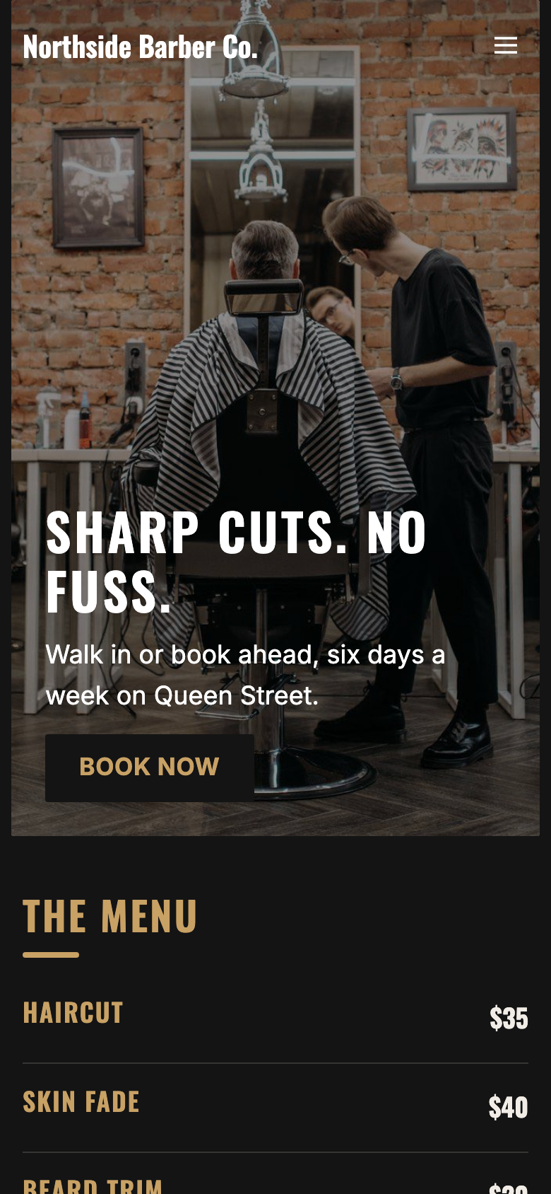 Northside Barber Co. on a phone