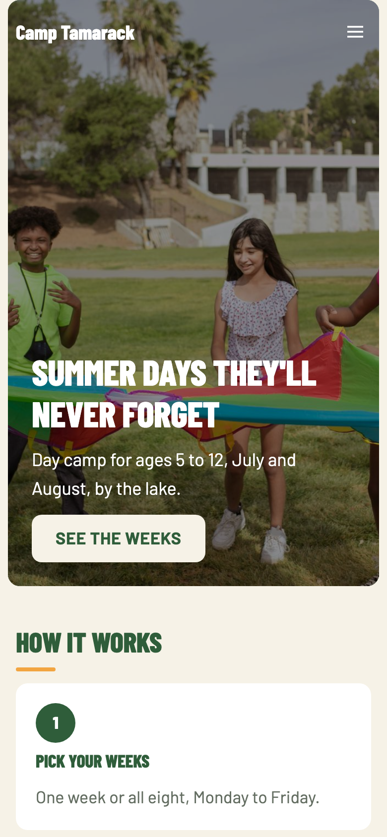 Camp Tamarack on a phone