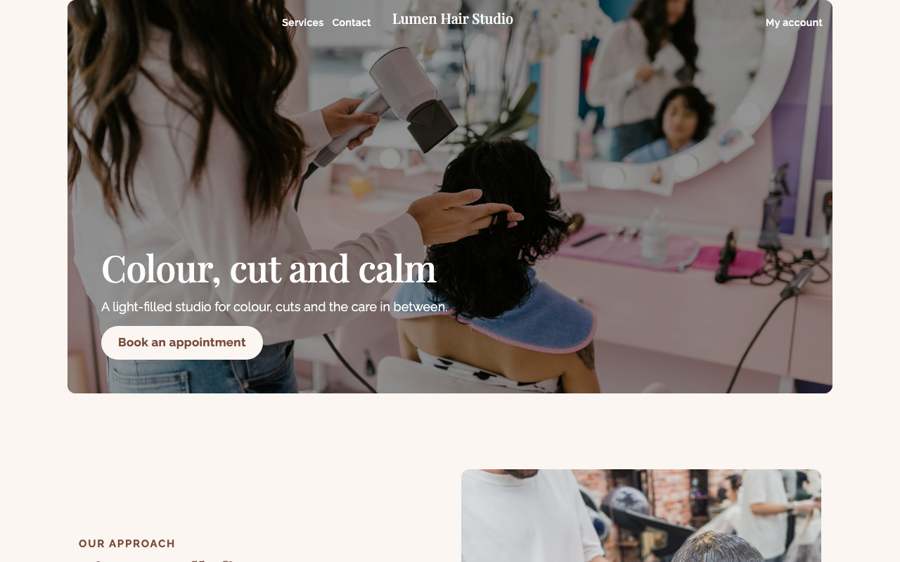 Lumen Hair Studio on a computer