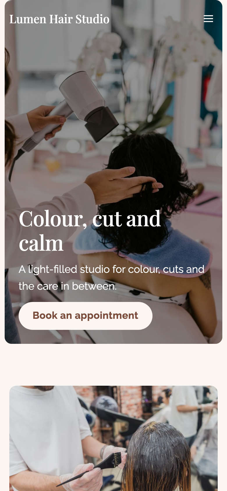 Lumen Hair Studio on a phone