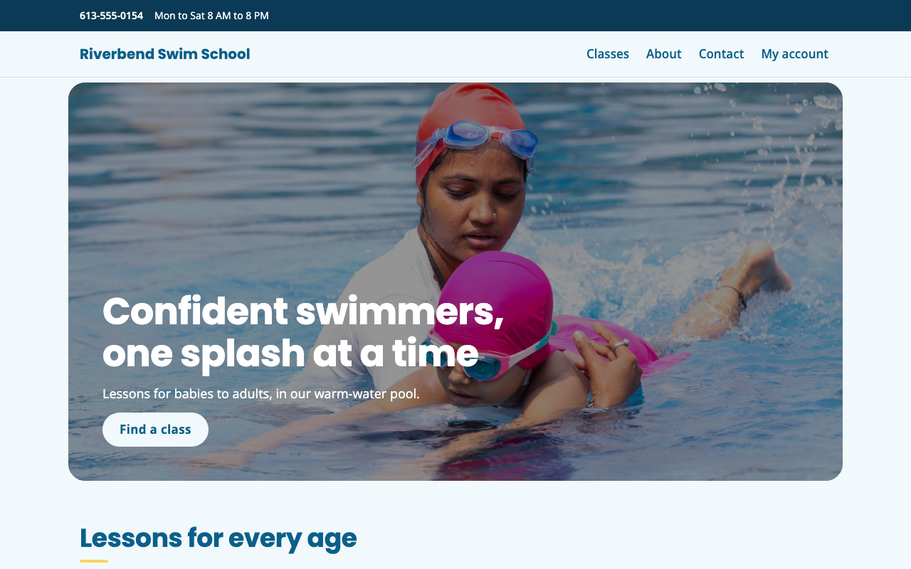 Riverbend Swim School on a computer