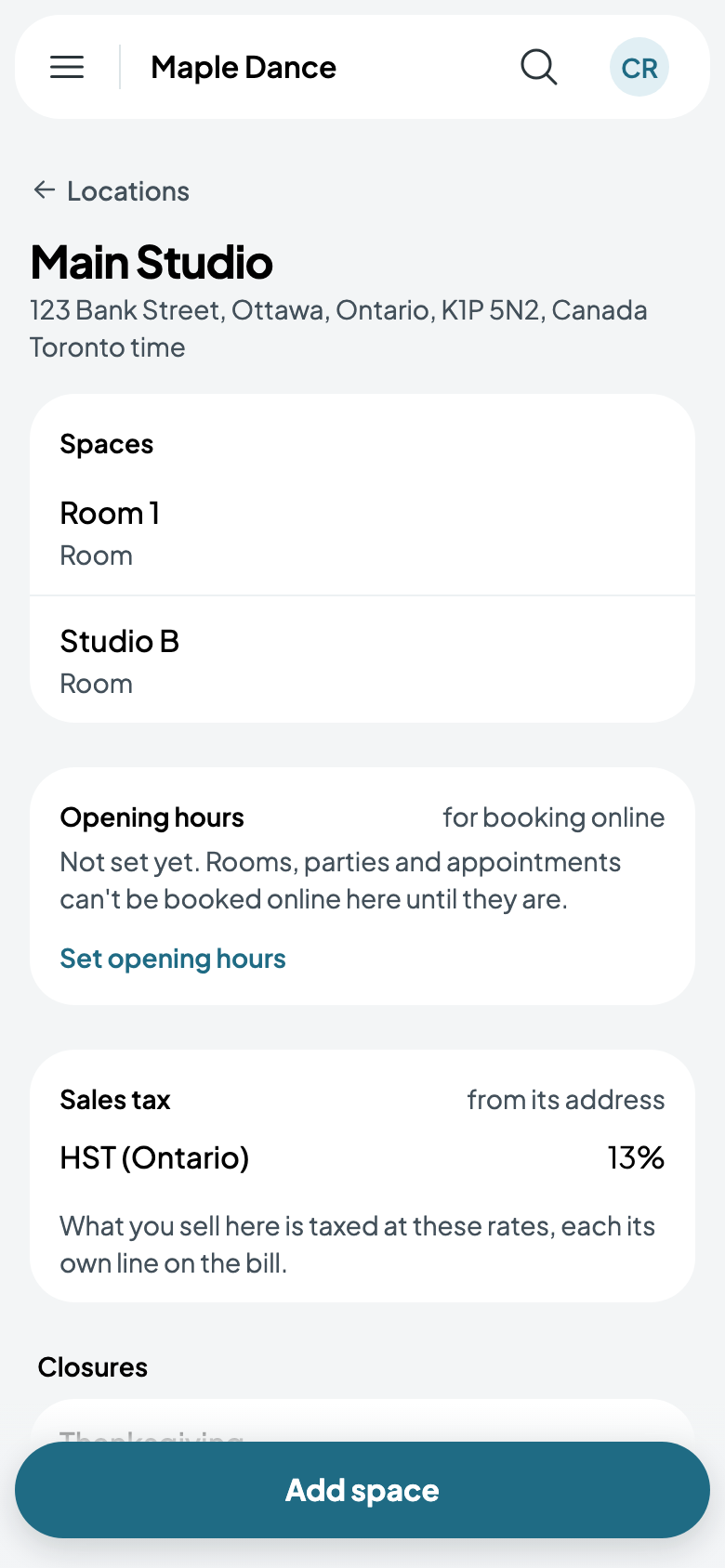 Thanksgiving, under Main Studio's closures
