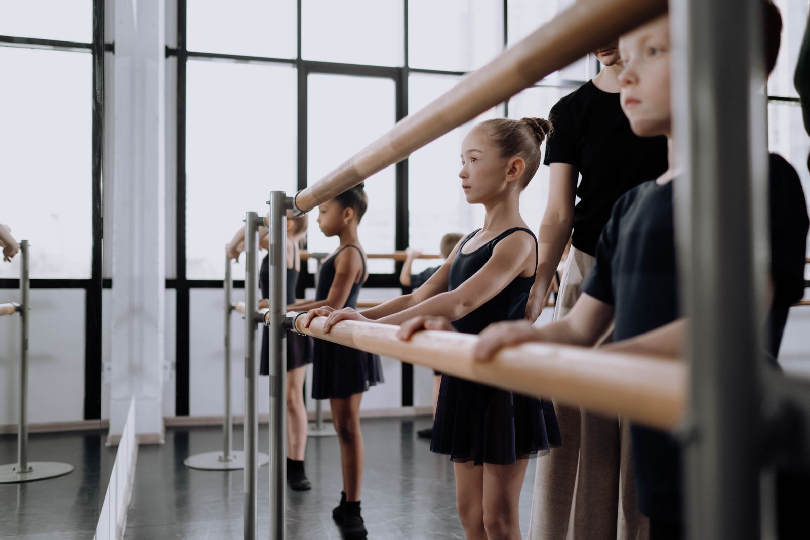 Children at the barre in ballet class