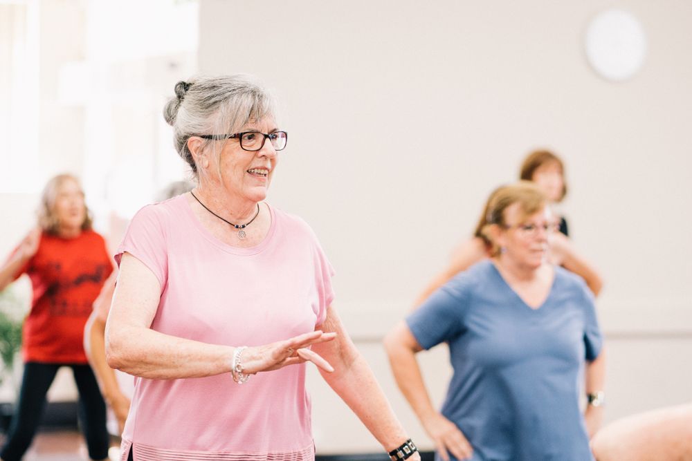 Seniors in a fitness class