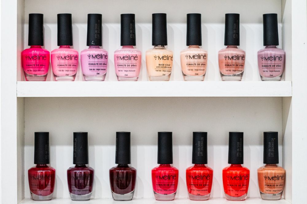 Shelves of nail polish