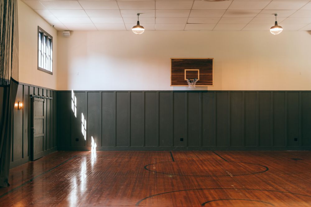 An empty basketball court