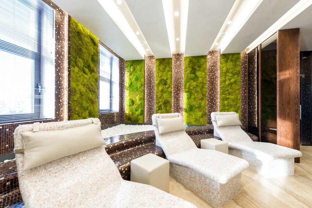 Heated loungers in the spa's relaxation room